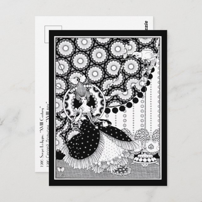 Extravagante Rokoko Frau Russische Jugendstil Postkarte (Vorne/Hinten)