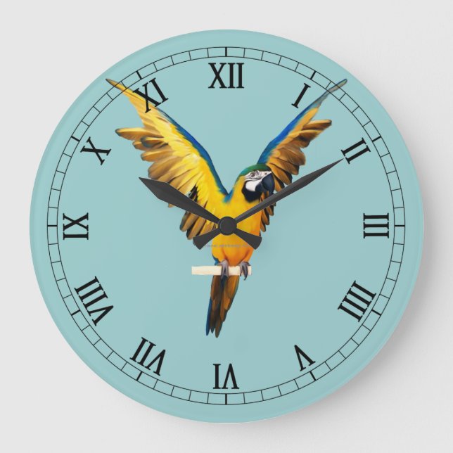 Extravagante römische Ziffern-Vogel-Wand-Uhr Große Wanduhr (Vorderseite)