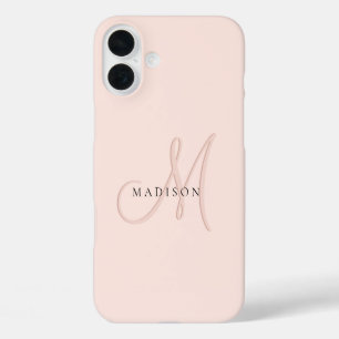 Extravagante Rosa-Monogramm-Schrift iPhone 16 Plus Hülle