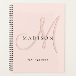 Extravagante Rosa-Monogramm-Schrift Planer