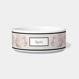 Extravagante Rose Gold Monogramm Pet Bowl mit Rose Napf