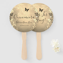 Extravagante Rose Quinceanera Gold Gefälligkiste Fächer