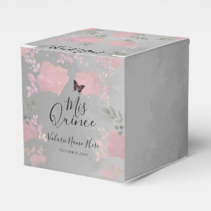 Extravagante Rose Quinceanera Silver Favor Box Geschenkschachtel