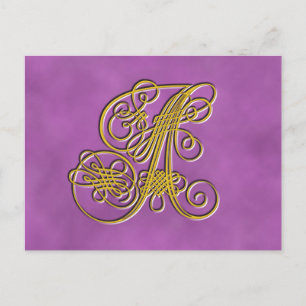 Extravagante Royal Monogram Letter A Postkarte