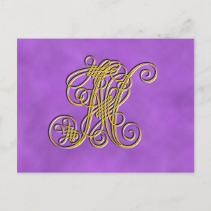 Extravagante Royal Monogram Letter N Postkarte