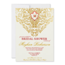 Extravagante Schnörkel Golden Bridal Dusche Einlad