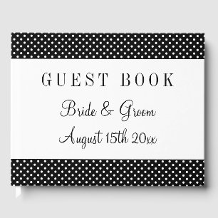 Extravagante Schwarz-Weiß-Polka-Dot-Hochzeit perso Gästebuch