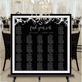 Extravagante schwarze Damaskus-Empfang-Sitzkarte Poster