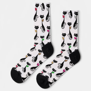 Extravagante schwarze Katzen Quirky-Muster Socken