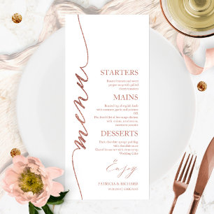 Extravagante Script 4x9 Wedding Menu Card für Plat Menükarte