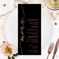 Extravagante Script 4x9 Wedding Menu Card für Plat