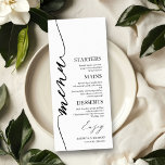 Extravagante Script 4x9 Wedding Menu Card für Plat Menükarte<br><div class="desc">Eine schicke Kalligraphy Wedding Menu Card. I do offer a free customisation service,  if you have any anfragen or special requests,  please feel free to contact me.</div>