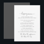 Extravagante Script Wedding Kissing Menu Game Card<br><div class="desc">Diese extravagante Hochzeitskissingkarte eignet sich hervorragend für einen modernen Hochzeitsempfang. Das einfache und elegante Design zeichnet sich durch klassische und extravagante Schriftzeichen in Schwarz und Grau aus.</div>