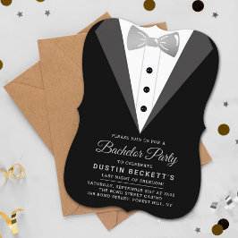 Extravagante Silberfolie Tuxedo Bachelor Party Einladung