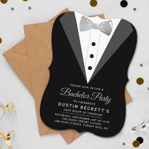 Extravagante Silberfolie Tuxedo Bachelor Party Einladung