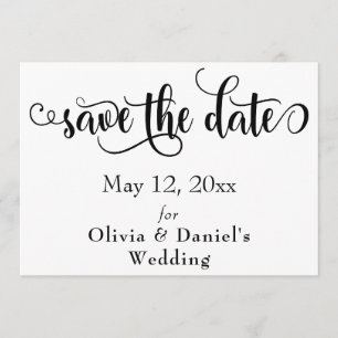 Extravagante Skriptbuchstaben Schwarz/Weiß Save th The Date