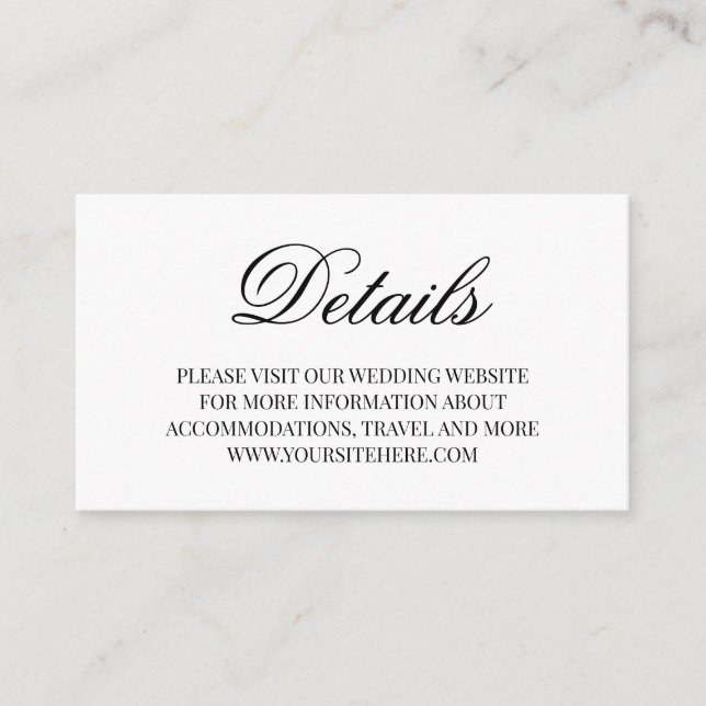 Extravagante Skriptkalligrafie-Hochzeitdetails Begleitkarte (Vorderseite)