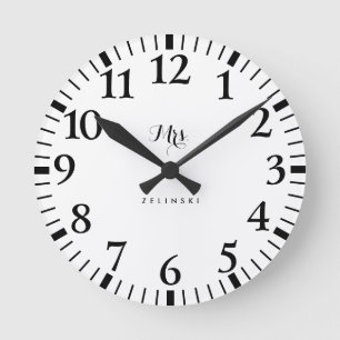 Extravagante Skriptkalligraphie Minimalistisch Wal Runde Wanduhr