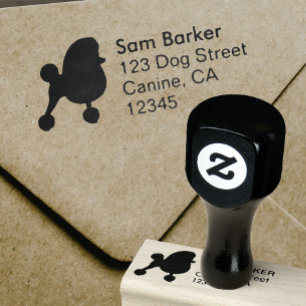 Extravagante Spielzeugpoodle Hund Silhouette Rück Gummistempel