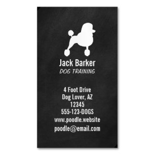 Extravagante Standard Poodle Dog Silhouette Vertik Magnetische Visitenkarte