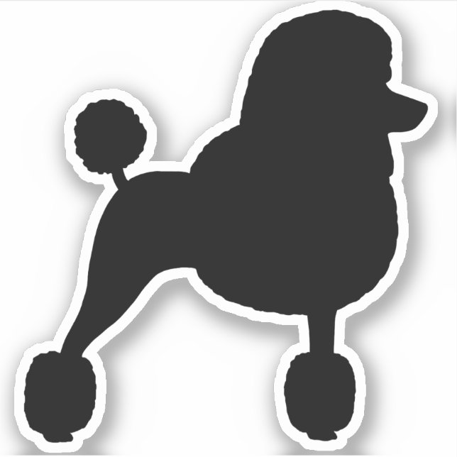 Extravagante Standard-Poodle-Dose-Silhouette Vinyl Aufkleber (Vorderseite)