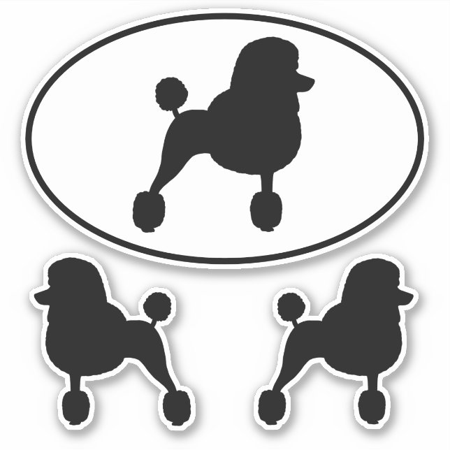 Extravagante Standard Poodle-Silhouetten Vinyl Sti Aufkleber (Vorderseite)