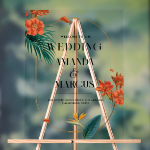 Extravagante Tropische Blume Begrüßung Acrylschild