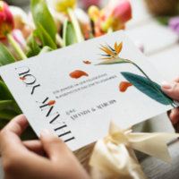 Extravagante Tropische Blume Hochzeit - Danke Kart