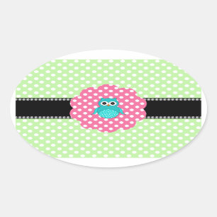 Extravagante Türkiseule Ovaler Aufkleber