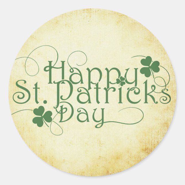 Extravagante Typografie Happy St. Patrick's Day Runder Aufkleber (Vorderseite)