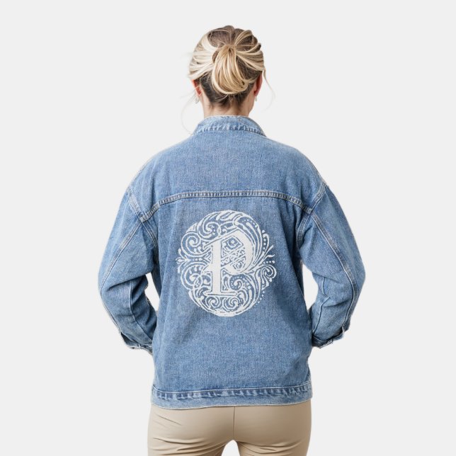 Extravagante Viktorianische Kalligrafie Monogramm  Jeansjacke (Modell)