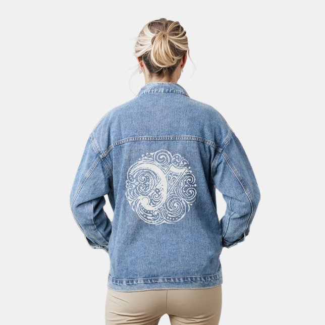 Extravagante Viktorianische Kalligraphie Monogram  Jeansjacke (Modell)