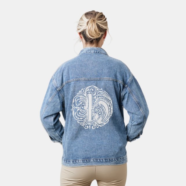 Extravagante Viktorianische Kalligraphie Monogramm Jeansjacke (Modell)