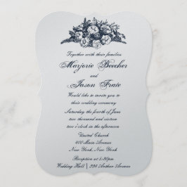 Extravagante Vintage Blume Hochzeit Blauer Einladu Einladung