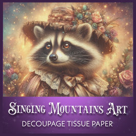 Extravagante Vintage Viktorianische Raccoon-Dekoup Seidenpapier
