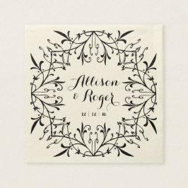 Extravagante Vintage Wedding Black and Ecru Serviette
