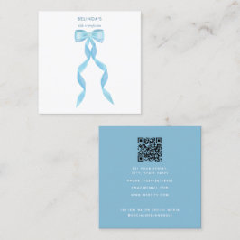 Extravagante Wasserfarbe Blue Bow QR Code Social M Quadratische Visitenkarte