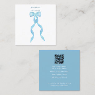 Extravagante Wasserfarbe Blue Bow QR Code Social M Quadratische Visitenkarte