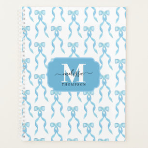 Extravagante Wasserfarbenblauer Bow Mit Monogramm  Planer