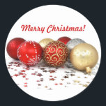 Extravagante Weihnachtsballen mit Shiny Stars Runder Aufkleber<br><div class="desc">Frohe Weihnachtsfeier mit diesem Gegenstand. Dieses Design sieht für jedes Produkt gut aus. ⭐ PERSONALISIEREN Sie diese Vorlage mit Ihren Bildern. ⭐ EDIT weiter,  um weitere Änderungen vorzunehmen. ⭐ ÜBERTRAGEN dieses Design auf jedes Produkt. Besuchen Sie alle meine Geschäfte auf bit.ly/SandyspiderStores (schneiden und einfügen).</div>
