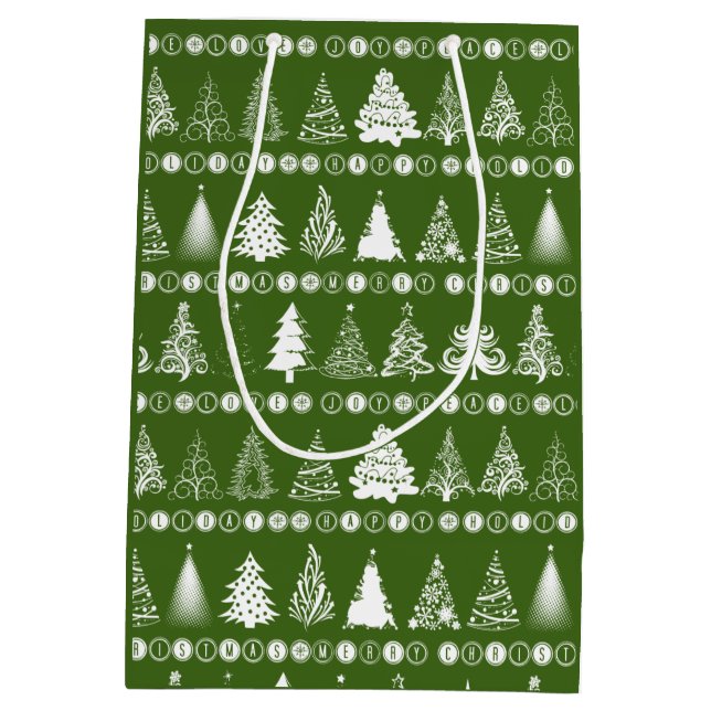 Extravagante Weihnachtsbaum Grüne Geschenktasche Mittlere Geschenktüte (Rückseite)