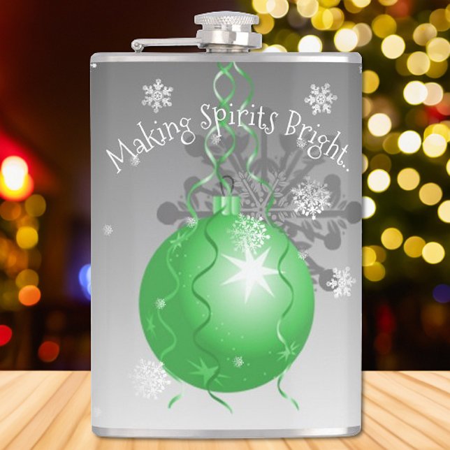 Extravagante Weihnachtsschmuckflasche Flachmann (Green Fancy Christmas Ornament Flask)
