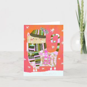 Extravagante Winterkatze BLANK Grußkarte Dankeskarte