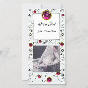 EXTRAVAGANTE WIRBEL BABY GIRL MONOGRAM, rubinweiß Ankündigung