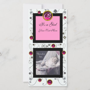 EXTRAVAGANTE WIRBEL BABY GIRL MONOGRAM, rubinweiß Ankündigung