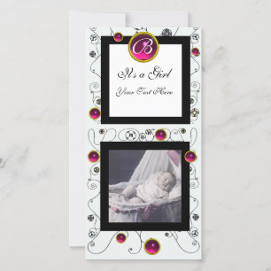 EXTRAVAGANTE WIRBEL BABY GIRL MONOGRAM, rubinweiß Ankündigung