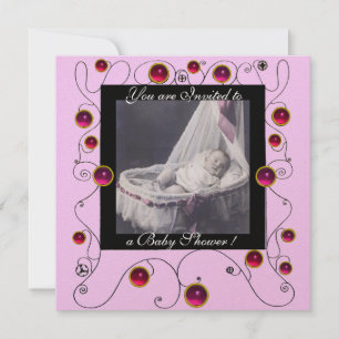 EXTRAVAGANTE WIRBEL BABY SHOWER MONOGRAM, Fotovorl Einladung