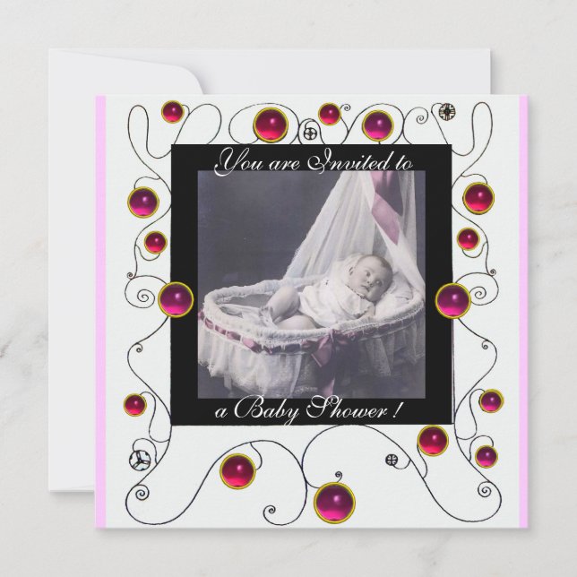 EXTRAVAGANTE WIRBEL BABY SHOWER MONOGRAM, Fotovorl Einladung (Vorderseite)