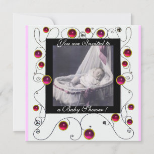 EXTRAVAGANTE WIRBEL BABY SHOWER MONOGRAM, Fotovorl Einladung