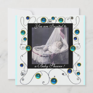 EXTRAVAGANTE WIRBEL BABY SHOWER MONOGRAM, Fotovorl Einladung